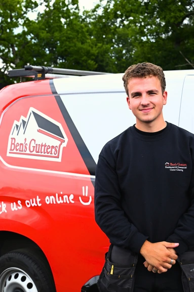 our gutter cleaner in Durham standing by company vehicle